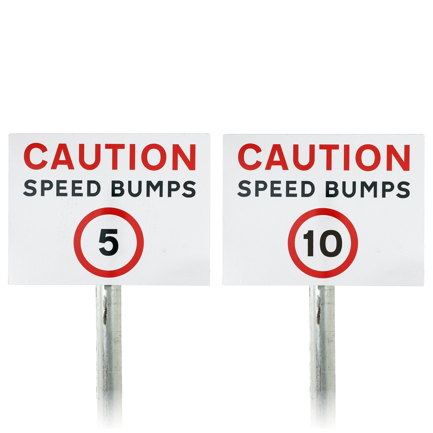 Caution Speed Bumps Sign - 5mph / 10mph - Post / Pole Mount