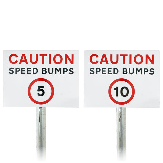 Caution Speed Bumps Sign - 5mph / 10mph - Post / Pole Mount